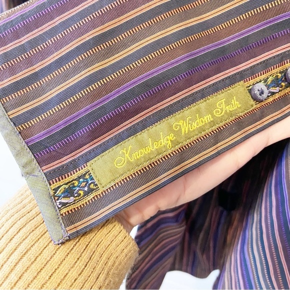 Robert Graham Men’s Buttondown Stripped Cotton Dress Shirt Flip Cuff Size Medium - Picture 8 of 12